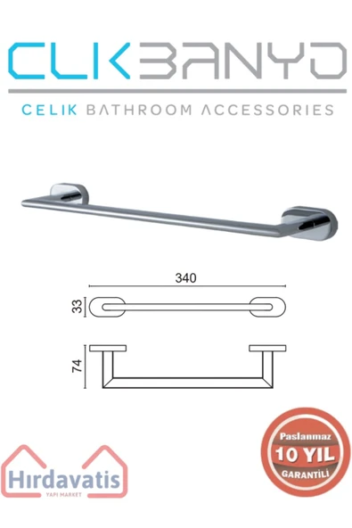 ÇELİK BANYO Paslanmaz Pirinç Zirve Uzun Havluluk 30cm ürün görseli 1