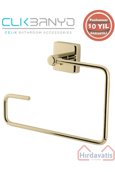 ÇELİK BANYO Paslanmaz Pirinç Vizyon Kare Havluluk Altın Sarı Gold ürün görseli 1