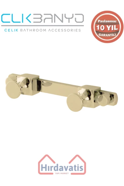 ÇELİK BANYO Paslanmaz Pirinç Mercan 2’li Bornozluk Altın Sarı Gold ürün görseli 1
