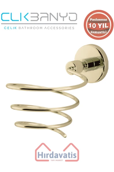 ÇELİK BANYO Paslanmaz Pirinç Flora Saç Kurutma Aparatı Altın Sarı Gold ürün görseli 1