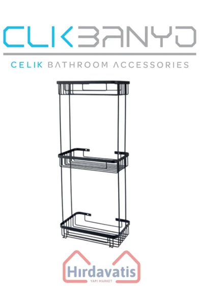 ÇELİK BANYO Üçlü Metal Taci 23x15x60 Sabunluk Şampuanlık Ve Köşe Süngerlik ürün görseli 1