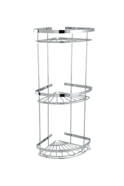 ÇELİK BANYO Zirve 304 Üçlü 19x19cm Sabunluk Şampuanlık Ve Köşe Süngerlik ürün görseli 1