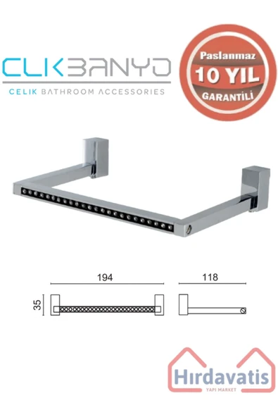 ÇELİK BANYO Paslanmaz Pirinç Swwor Kare Havluluk ürün görseli 1