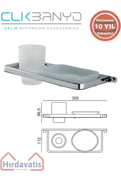 ÇELİK BANYO Paslanmaz Pirinç Mercan Montajlı Sabunluk Di? Fırçalık ürün görseli 1