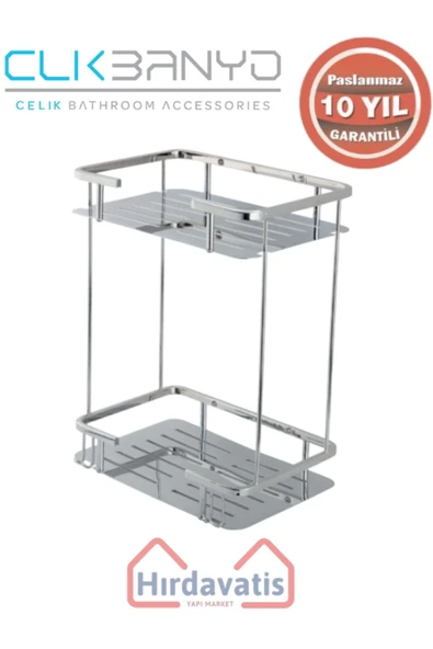 ÇELİK BANYO Paslanmaz Pirinç Lidya İkili 15x22cm Sabunluk Şampuanlık Ve Köşe Süngerlik ürün görseli 1