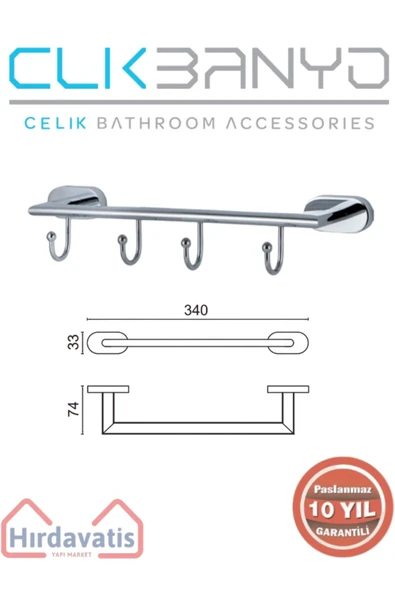 ÇELİK BANYO Paslanmaz Pirinç Zirve 4’lü Askılık ürün görseli 1