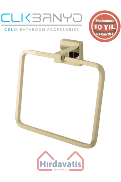ÇELİK BANYO Paslanmaz Pirinç Tamay Kare Havluluk Altın Sarı Gold ürün görseli 1