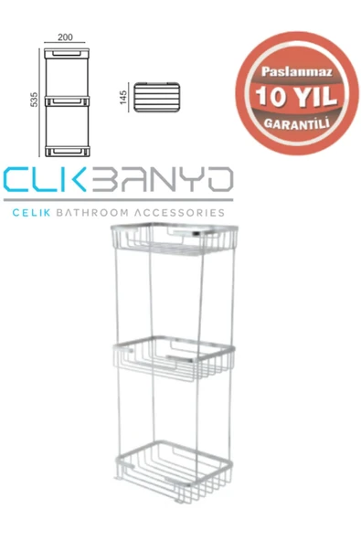 ÇELİK BANYO Taci Üçlü 22X15 Sabunluk ve Şampuanlık ürün görseli 1