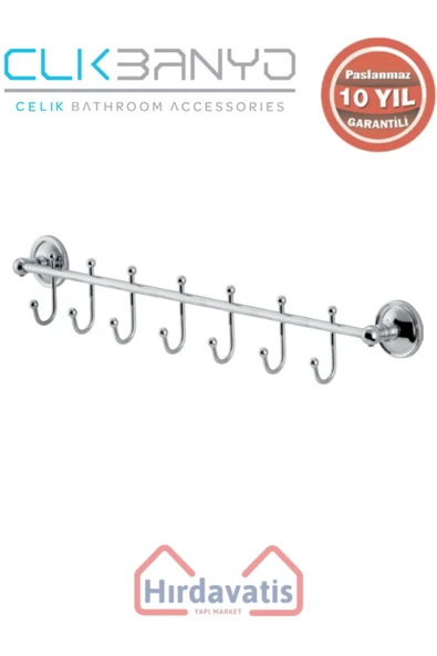 ÇELİK BANYO Paslanmaz Pirinç Bella Çıkmalı Kanca Yedili Askılık ürün görseli 1