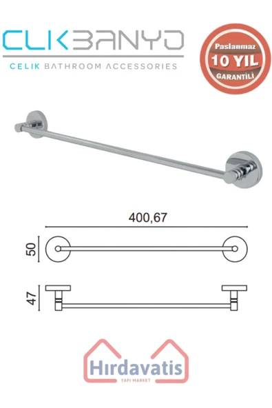 ÇELİK BANYO Paslanmaz Pirinç Dilek Uzun Havluluk 40cm ürün görseli 1
