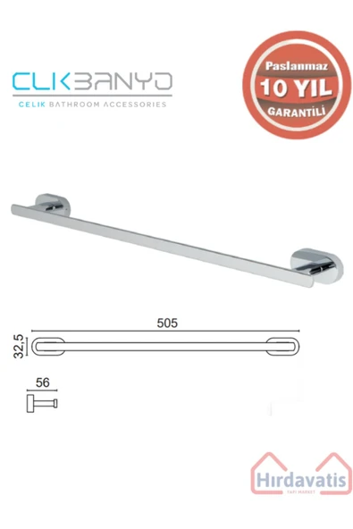 ÇELİK BANYO PASLANMAZ PİRİNÇ ZİRVE Uzun Havluluk 50cm ürün görseli 1