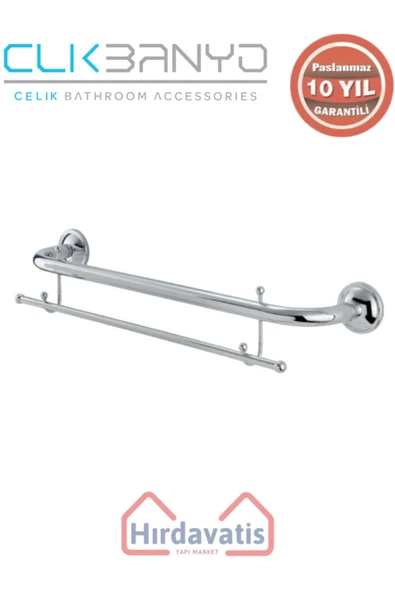 ÇELİK BANYO Paslanmaz Pirinç Bella İkili Uzun Havluluk Çift Kancalı 50cm ürün görseli 1