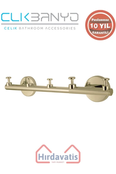 ÇELİK BANYO Paslanmaz Pirinç Flora Askılık Beșli Altın Sarı Gold ürün görseli 1