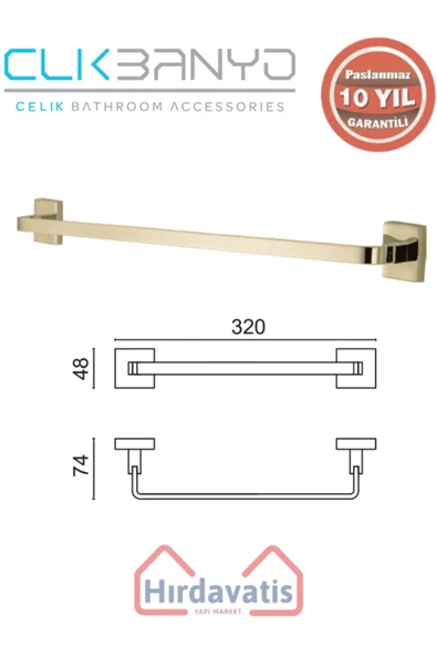 ÇELİK BANYO Paslanmaz Pirinç Tamay Havluluk 30cm Altın Sarı Gold ürün görseli 1