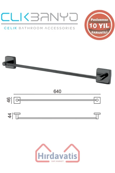 ÇELİK BANYO Paslanmaz Pirinç Vizyon Uzun Havluluk 60cm ürün görseli 1