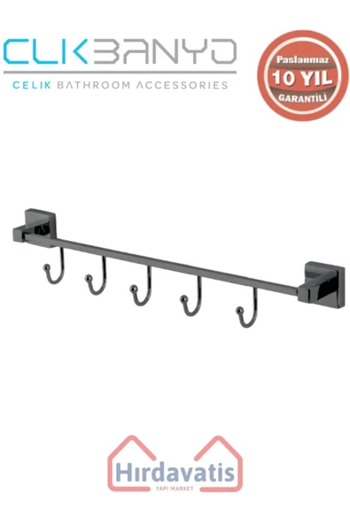 ÇELİK BANYO Paslanmaz Pirinç Tamay 5’li Askılık Mat Siyah ürün görseli 1