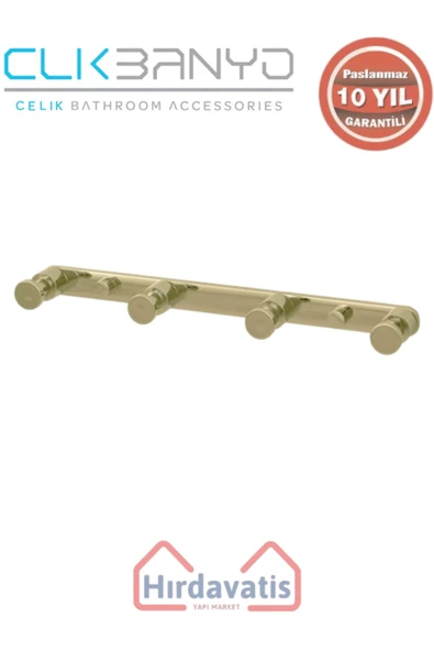 ÇELİK BANYO Paslanmaz Pirinç Flora 4’lü Askılık Altın Sarı Gold ürün görseli 1