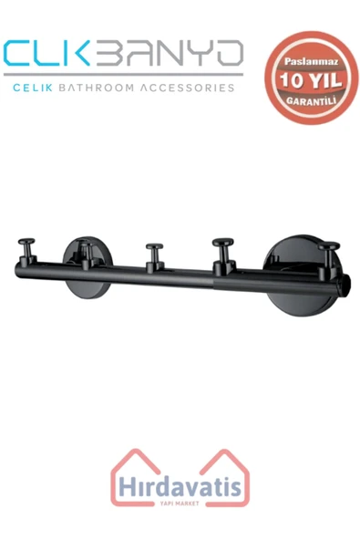 ÇELİK BANYO Paslanmaz Pirinç Flora Askılık Beșli Mat Siyah ürün görseli 1