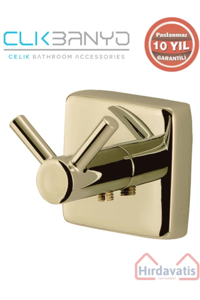 ÇELİK BANYO Paslanmaz Pirinç Vizyon 2’li Çatal Bornozluk Altın Sarı Gold 10 yıl Garantili ürün görseli 1
