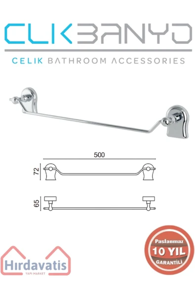 ÇELİK BANYO Paslanmaz Pirinç Lale Uzun Havluluk 50cm ürün görseli 1
