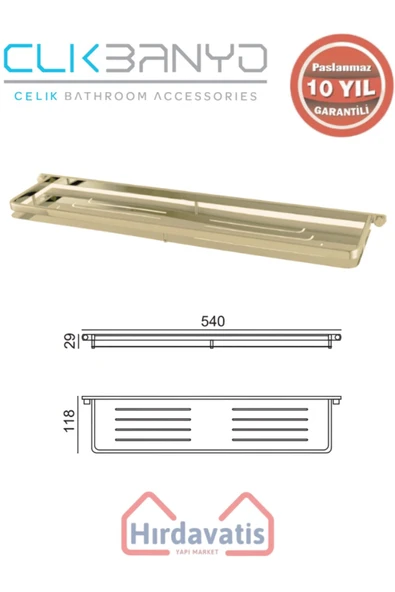 ÇELİK BANYO Paslanmaz Pirinç Mercan Etajer Altın Sarı Gold ürün görseli 1