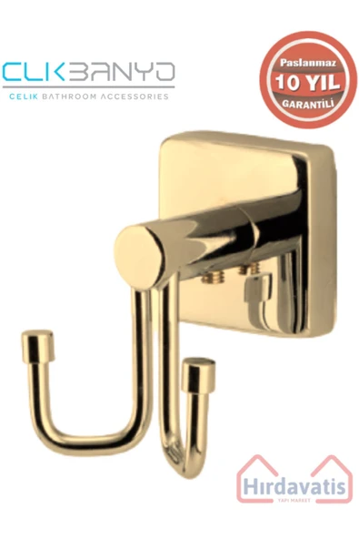 ÇELİK BANYO Paslanmaz Pirinç Vizyon 2’li Bornozluk Altın Sarı Gold 10 yıl Garantili ürün görseli 1