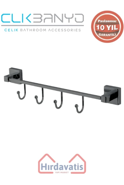 ÇELİK BANYO Paslanmaz Pirinç Tamay 4’lü Askılık Mat Siyah ürün görseli 1