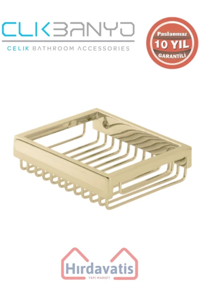 ÇELİK BANYO Paslanmaz Pirinç Kumru Lama Sabunluk 10x12 Altın Sarı Gold ürün görseli 1