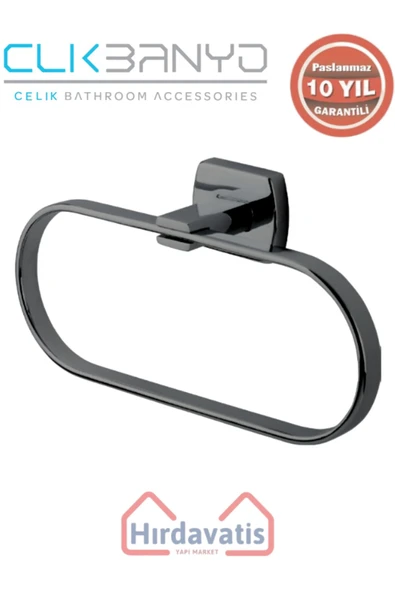 ÇELİK BANYO Paslanmaz Pirinç Milano Oval Havluluk Mat Siyah ürün görseli 1