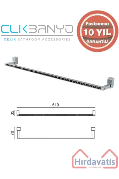 ÇELİK BANYO Paslanmaz Pirinç Swwor Uzun Havluluk 50cm ürün görseli 1