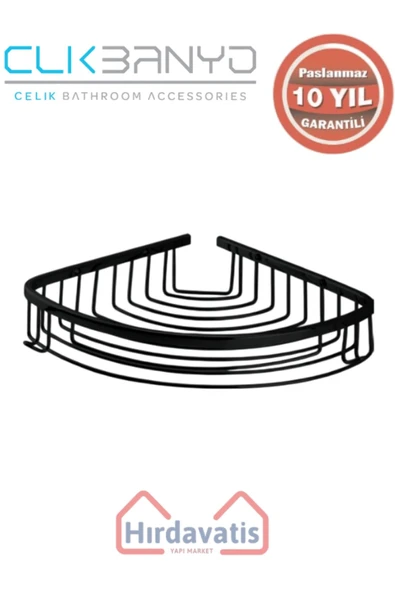 ÇELİK BANYO Paslanmaz Pirinç Destina Krom Tekli 19x19cm Sabunluk Şampuanlık Ve Köşe Süngerlik Mat Siyah ürün görseli 1