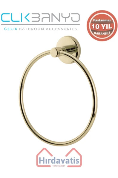 ÇELİK BANYO Paslanmaz Pirinç Flora Yuvarlak Havluluk Altın Sarı Gold ürün görseli 1