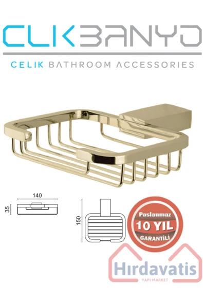 ÇELİK BANYO Paslanmaz Pirinç Titanik Montajlı Katı Sabunluk Altın Gold ürün görseli 1