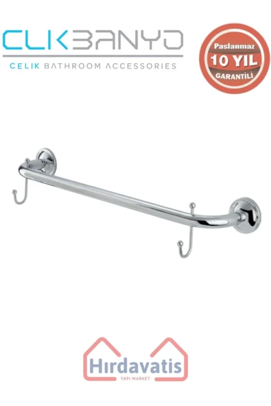 ÇELİK BANYO Paslanmaz Pirinç Bella Uzun Havluluk Çift Kancalı 60cm ürün görseli 1