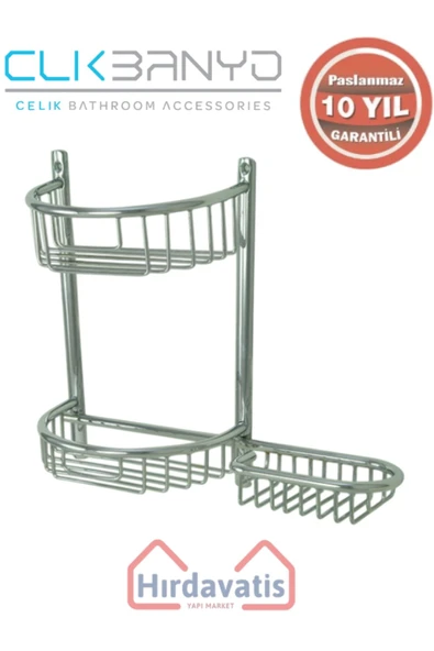 ÇELİK BANYO Paslanmaz Pirinç Yuvarlak Set Șampuanlık 30x11 Sabunluk Ve Köşe Süngerlik ürün görseli 1