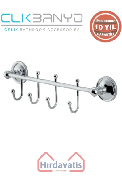 ÇELİK BANYO Paslanmaz Pirinç Bella Çıkmalı Kanca Dörtlü Askılık ürün görseli 1