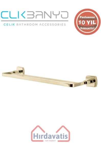 ÇELİK BANYO Paslanmaz Pirinç Milano 2’li Uzun Havluluk 50cm Altın Sarı Gold ürün görseli 1