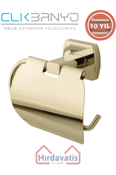 ÇELİK BANYO Paslanmaz Pirinç Milano Geni? Kapaklı Kağıtlık Altın Sarı Gold ürün görseli 1