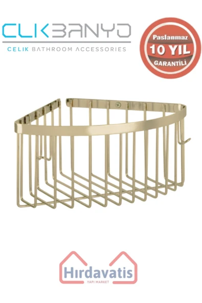 ÇELİK BANYO Paslanmaz Pirinç Tekli Derin Süngerlik 19x19 Sabunluk Ve Şampuanlık Altın Sarı Gold ürün görseli 1