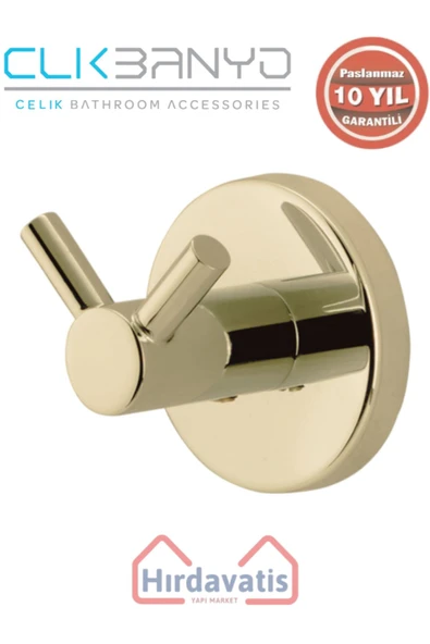 ÇELİK BANYO Paslanmaz Pirinç Flora Çiftli Askılık Altın Sarı Gold ürün görseli 1