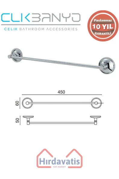 ÇELİK BANYO Paslanmaz Pirinç Bella Uzun Havluluk 40cm ürün görseli 1