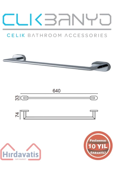 ÇELİK BANYO Paslanmaz Pirinç Zirve Uzun Havluluk 60cm ürün görseli 1