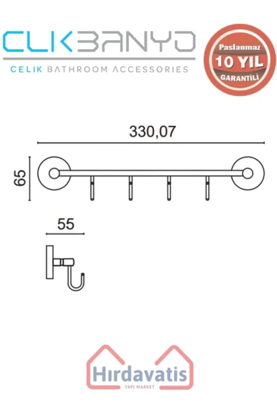 ÇELİK BANYO Paslanmaz Pirinç Karaca 4’lü Askılık - Resim 2