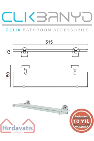 ÇELİK BANYO Paslanmaz Pirinç Lale Etejer - Resim 2