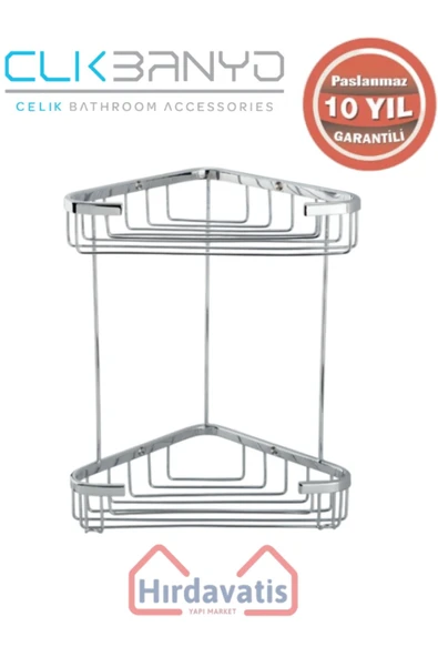 ÇELİK BANYO Paslanmaz Pirinç Efe İkili 18x18cm Sabunluk Şampuanlık Ve Köşe Süngerlik ürün görseli 1