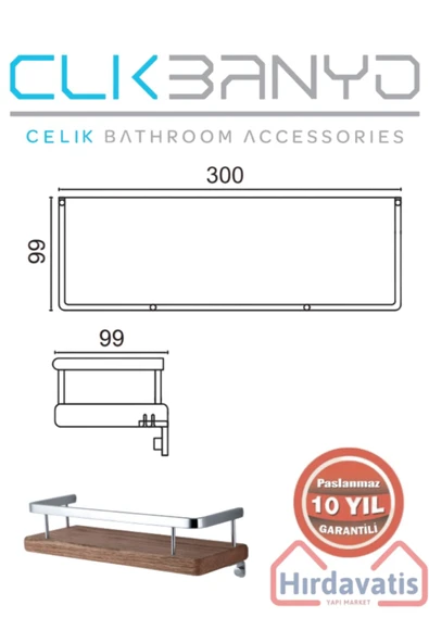 ÇELİK BANYO Paslanmaz Pirinç Selvi Etejer 30cm - Resim 2