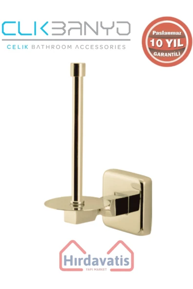 ÇELİK BANYO Paslanmaz Pirinç Kumru Yedek Kağıtlık Altın Sarı Gold ürün görseli 1