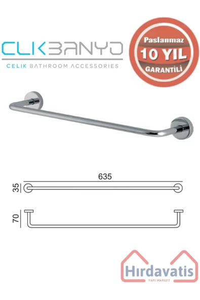 ÇELİK BANYO Paslanmaz Pirinç Eser Uzun Havluluk 60cm ürün görseli 1