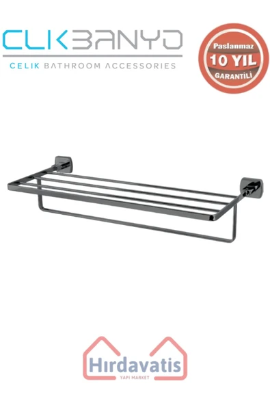 ÇELİK BANYO Paslanmaz Pirinç Milano Raf Havluluk 50cm Mat Siyah ürün görseli 1