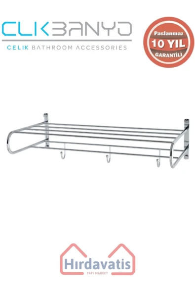 ÇELİK BANYO Paslanmaz Pirinç Bella Askılıklı Raf Havluluk 50cm ürün görseli 1